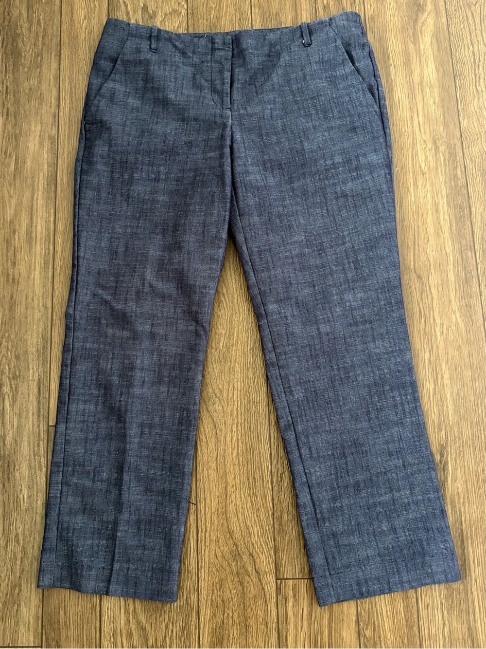 Ninety Straight Leg Cropped Pants in Heathered Navy